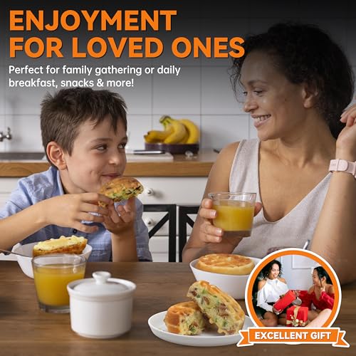Baker's Friend Multi Stuffed Waffle Maker Thick, 4-Slice with 1.2'' Thick & 4'' Dia, Belgian Mini Waffle Maker Flip, Nonstick Breakfast Sandwich Maker, Stuffed Waffle Iron, Graphite