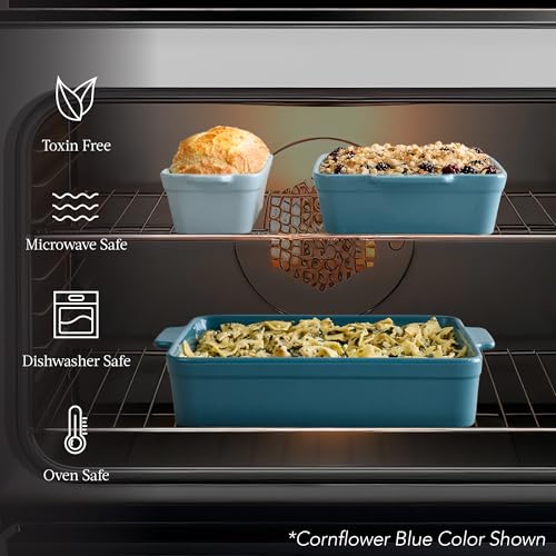 Best Choice Products 3-Piece Ceramic Bakeware Set, Stoneware Baking Dishes, Porcelain Casserole Bakeware Dishes, Serving Dishes - 9x12 Casserole, Loaf Pan, 8x8 Baking Dish - Sage Green
