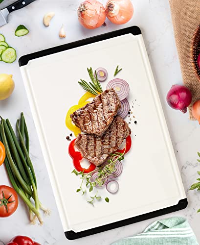 Extra Large Plastic Cutting Board for Kitchen - 18 Inch Dishwasher Safe Cutting Board, Reversible Chopping Board with Juice Groove + Non Slip Feet for Meat, Fruit, Vegetables, Meal Prep by Belwares