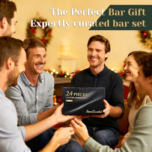 Cocktail Shaker Set,24-Piece Bartender Kit – Complete Bartending Kit Bar Set with Stand,Drink Shaker & Mixer – Perfect Bar Accessories for Home Bar Set,Housewarming Gifts for Men & Women,Silver