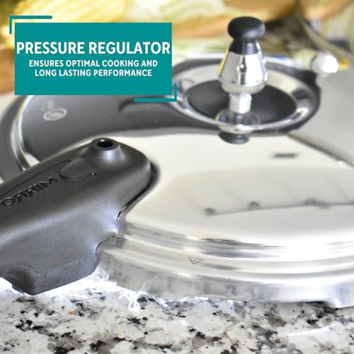 Mirro 92160A Polished Aluminum 10-PSI Pressure Cooker Cookware, 6-Quart, Silver -