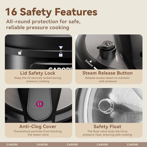 12-in-1 Electric Pressure Cooker 8 Quart, 1200W olla de presion Multi-Cooker with Stainless Steel Pot, Slow Rice Cooker, Saute, Steamer, Yogurt & Food Warmer, Delay Timer, Black
