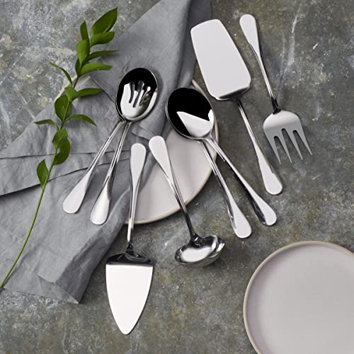 Mikasa Gourmet Basics Kaylee 8-Piece Serving Set, 18/0 Stainless Steel, Ladle, Lasagna Server, Cake Server, Tablespoons, Cold Meat Fork, Dishwasher Safe