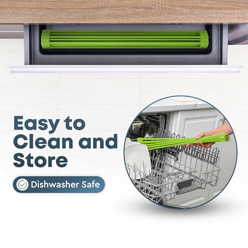 Zulay Kitchen Large Roll Up Dish Drying Rack - Heavy Duty Silicone Wrapped Steel Rods Over Sink Dish Drying Rack - Versatile Roll Up Sink Drying Rack & Trivet - Green,20.5 inches x 13 inches