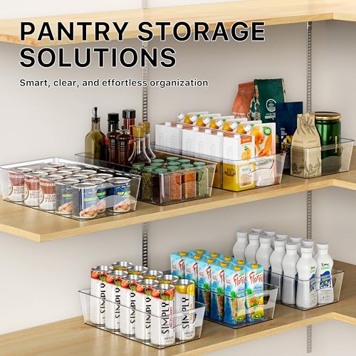 Simple Houseware 4 Pcs Kitchen Clear Bin Storage Organizer, 15" x 8" x 3.75"