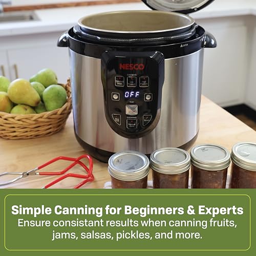 NESCO NPC‑9 Smart Electric Pressure Canner and Cooker for Home Food Preservation, 9.5‑Quart Stainless Steel with Digital Controls