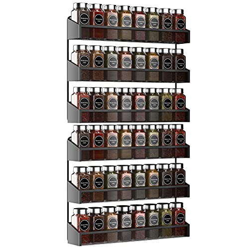 AULEDIO 2 Pack Spice Rack Organizer, 3 Tier Counter-top Stand or Wall Mounted Storage Rack Hanging Shelf for Kitchen