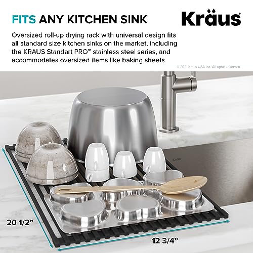 Kraus 20.5 in. Over Sink Roll Up Dish Drying Rack in Jet Black