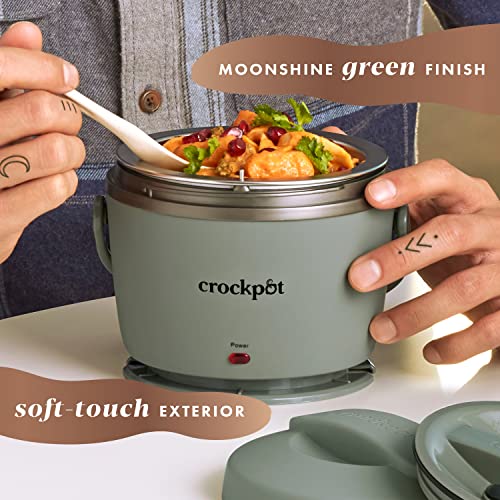 Crock-Pot Portable Electric Lunch Box 20-Ounce Food Warmer Moonshine Green | Ideal for Travel On-the-Go | Keeps Food Spill-Free Warm & Tasty (Pack of 4)