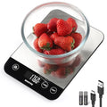 BakFee Food Scale, 33lb Rechargeable Kitchen Scale with Stainless Steel, Grams and Ounces, USB Charging, 1g High Accuracy for Baking, Cooking & Food Prep, Black, BK806