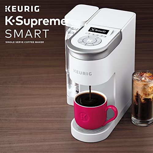 Keurig K-Supreme SMART Single Serve Coffee Maker With WiFi Compatibility, 4 Brew Sizes, And 66oz Removable Reservoir, Compatible with Alexa, White