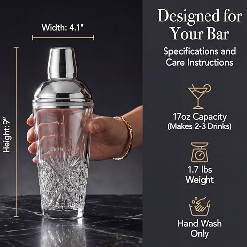 Godinger Dublin Cocktail Shaker, Martini Shaker, 17oz