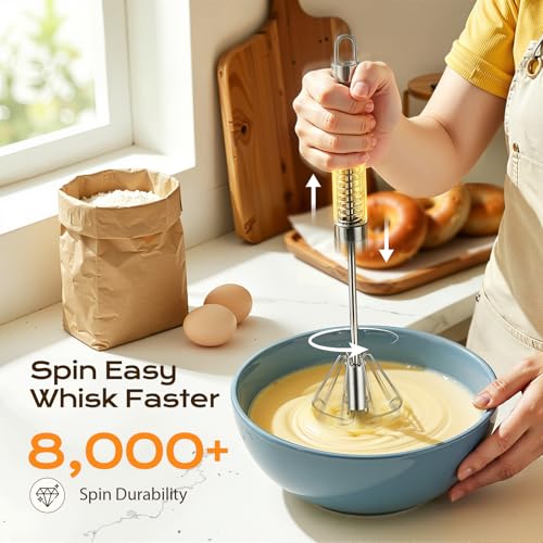 Upgraded Stainless Steel Semi-Automatic Whisk, 10 inch