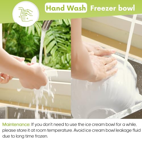 Ice Cream Maker Attachment for KitchenAid Stand Mixer, Compatible with 4.5/5Qt & Larger KitchenAid Stand Mixer, 2 Quart Frozen Ice Cream Bowl, Yogurt & Sorbet Gelato, White