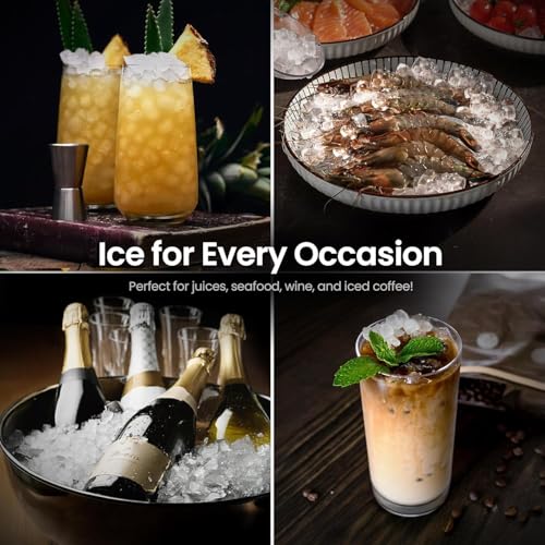 Kismile Nugget Ice Maker Countertop, Sonic Ice Maker with 35Lbs/24H, First Ice in 7 Mins, 1.2L Water Tank, Ice Basket Holds 2.2Lbs, Self-Cleaning Pebble Ice Machine for Home Kitchen Office Bar(Silver)