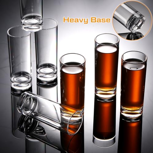 FillTouch 100 Pcs Shot Glasses Set 2.2 oz Mini Shot Cup Bulk, Clear Plastic Unbreakable Base Plastic Glass for Custom, Birthday Wedding Guest Gift (Tall)