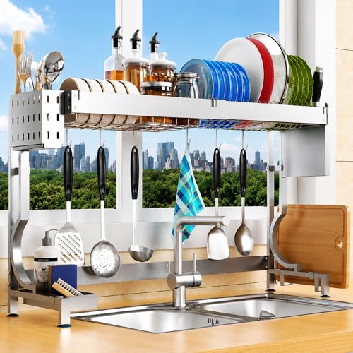 MINGLING Over The Sink Dish Drying Rack, Kitchen Dish Rack Over Sink