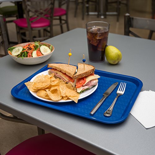 Carlisle FoodService Products Café Cafeteria Tray, Fast Food Tray for Restaurant or Commercial Use, 12" x 16", 1 Count, Blue