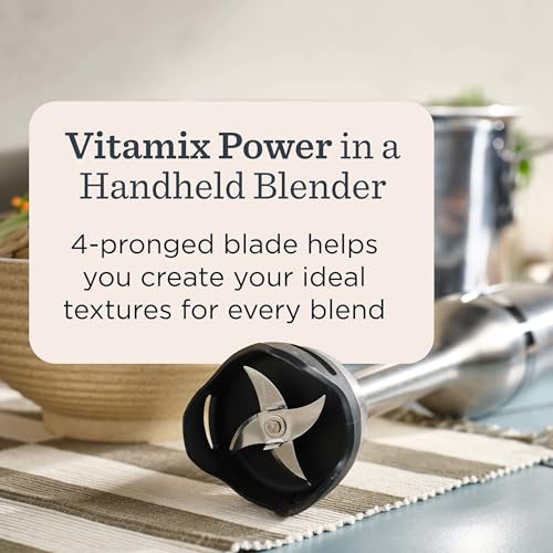 Vitamix 5-Speed Immersion Blender, Professional-Grade Hand Blender with 625-Watt Motor and Stainless-Steel Blade, Stainless Steel/Black