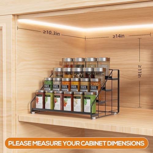 GIGIFTREE Spice Rack Organizer for Cabinet, 4 Tiered Spice Rack Organizer, Tiered Adjustable Spice Shelf for Kitchen Countertop Organization, Bright Black