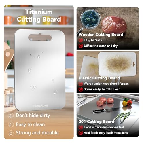 Titanium Cutting Board for Kitchen Set of 3, Cutting Board Double Sided Food Grade, 2026 Upgrade Chopping Boards with Handle for Meats, Fruits, Vegetables, Dishwasher Safe, Ideas Gifts for Mothers Day
