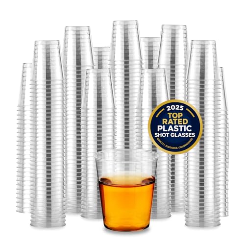 Stock Your Home 1.5 oz Shot Glasses (2000 Pack) - Clear Plastic Disposable Shot Cups for Jello Shots - Sample Cups for Food and Wine Tasting - Mini Party Cups for Condiments, Dipping Sauce, Holidays