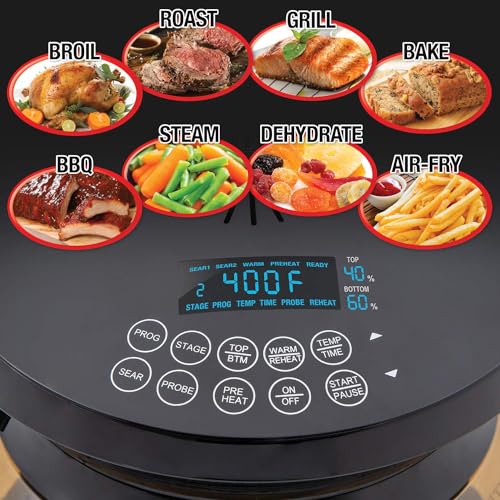 Nuwave Air Fryer Infrared Convection Oven, Cook Fresh or Frozen, No Defrosting or Preheating, 360 Surround Heat, Cooking from 50 to 400 Degrees, 100 Presets, 50 Memory, 360 Food Easy-View, PFAS Free