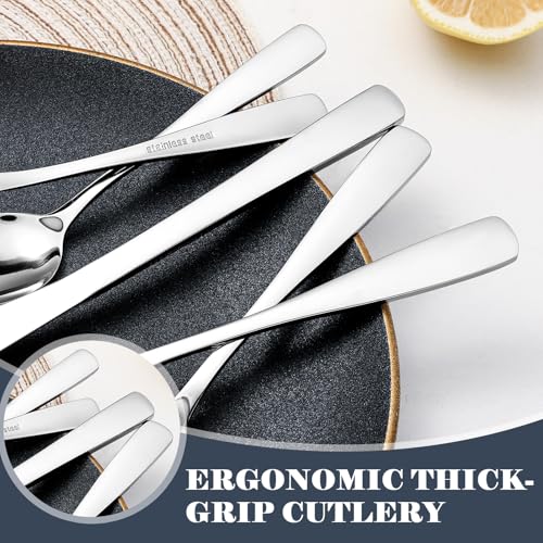 BEWOS 49-Piece Silverware Set with Organizer - Stainless Steel Silverware Set for 8 with Steak Knives and Drawer Organizer, Mirror Polished Flatware Set for Home and Restaurant, Dishwasher Safe