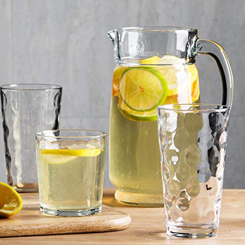Home Essentials & Beyond Glassware Set 18 Piece Mixed Drinkware Set. 6 Highball Tumblers-17 oz., 6 Rock Whiskey-13 oz., and 6 Juice-7 oz. All Size Glass Cups Drinking Glasses. (Design on Inner Glass)