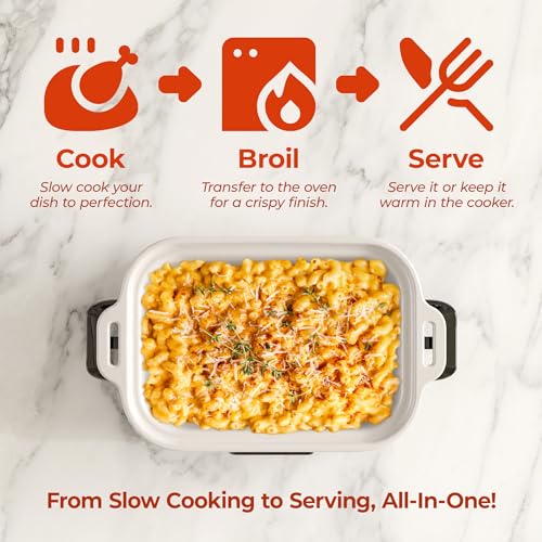 Magnifique 4 Quart Casserole Digital Slow Cooker, Premium Ceramic Bakeware for Oven, Dishwasher Safe Baking Dish,Black