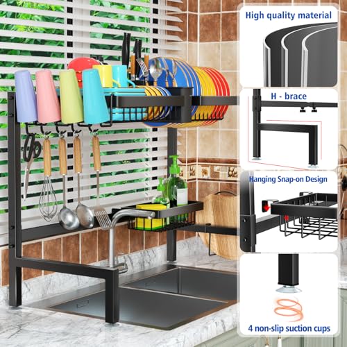 SNSLXH 2-Tier Over The Sink Dish Drying Rack, Kitchen Dish Drying Rack
