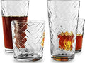 Circleware Chevron Huge 12-Piece Glassware Set of Highball Tumbler Drinking Glasses and Whiskey Cups for Water, Beer, Juice, Ice Tea Beverages, 6-15.75 oz & 6-12.5 oz, Clear