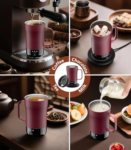 Self-Heating Coffee Mug, 14oz Heated Coffee Mug - Rechargeable Temperature Control Coffee Mug Keep Coffee Hot, Smart Mug Great Gift for Coffee Lovers & Slow Sippers