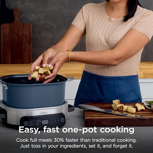 Ninja MC1101 Foodi Everyday Possible Cooker Pro, 8-in-1 Versatility, One-Pot Faster Cooking Replaces 10 Tools, Family-Sized Capacity with Adjustable Temp Control, 6.5 quarts, Midnight Blue