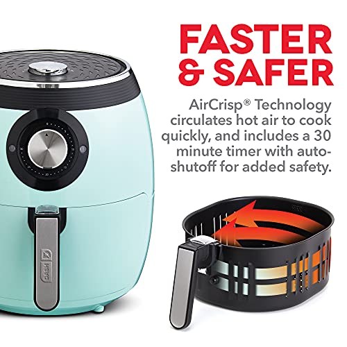 Dash Deluxe Air Fryer - Adjustable Temperature Control & Auto Shut-Off Feature - AirCrisp® Technology - Spacious Nonstick Basket - 1700 Watt - 6 Quarts - Aqua