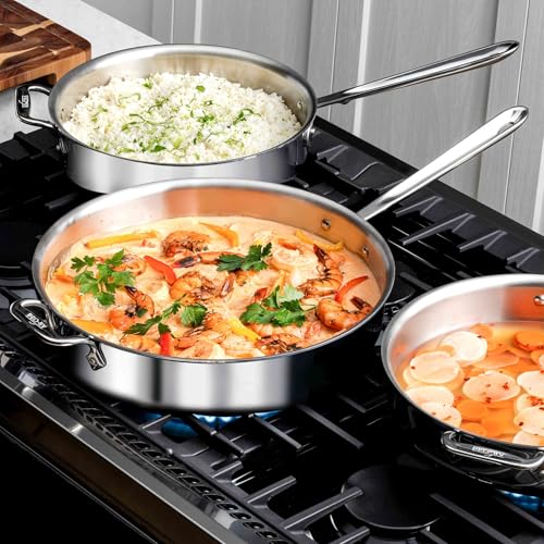 All-Clad D3® Stainless Steel 6 Quart Saute Pan Covered- Made in the USA- The Original Bonded Professional Cookware- Oven Safe & Induction Compatible