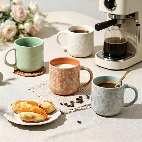 MONITO 12 OZ Coffee Mugs Set of 4, Modern Ceramic Coffee Mugs Set with handle for Tea/Latte/Cappuccino/Milk/Cocoa.