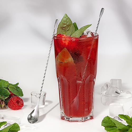 6 Pcs 12 Inch Bar Mixing Spoon Cocktail Spoon Stainless Steel Bar Long Spoon With Spiral Pattern