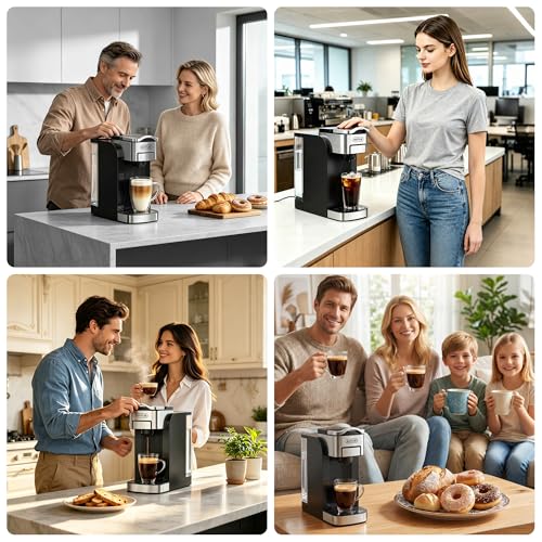 KOTLIE Single Serve Coffee Maker for K*cup/Nes Original/D*G Capsules and Ground Coffee, 50 Oz Removable Reservoir, up to 12oz Cup Sizes,Ideal for Kitchens, apartments, dorm rooms and Offices (CM-827)
