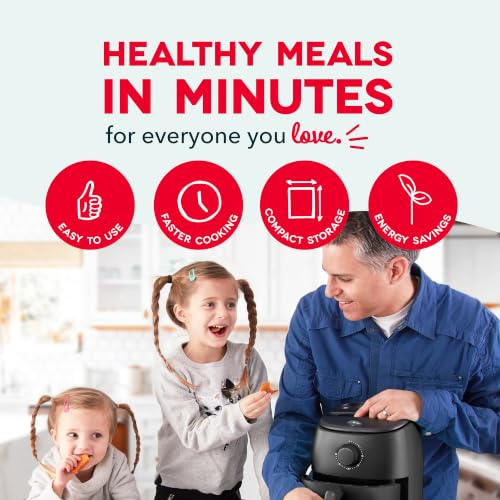 Dash Tasti-Crisp™ Air Fryer - AirCrisp® Technology - Compact Design with Adjustable Temperature Control - Nonstick Fry Basket & Auto Shut-Off Feature - 2.6 Quarts - Black