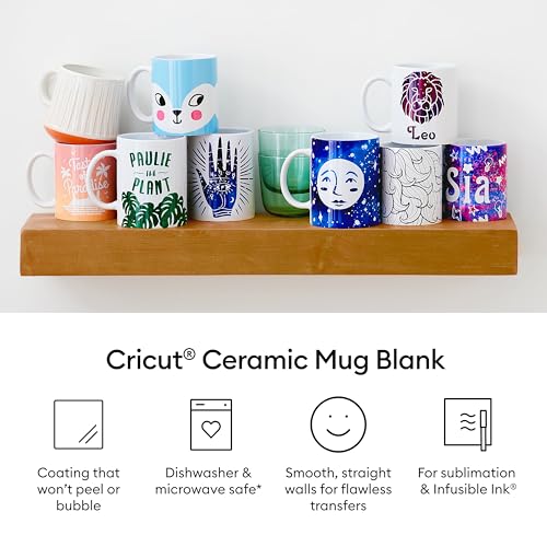 Cricut® Ceramic Mug Blank - 12 oz/340 ml (4 ct) - DIY Custom Mug - Works with Infusible Ink® Transfer Sheets, Pens, Markers & Sublimation
