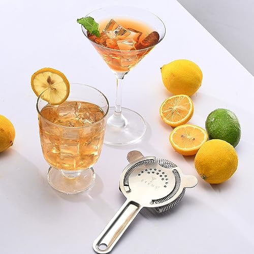 Etens Cocktail Strainer for Drinks, Bar Strainers for Bartending, Martini Strainer for Boston Shaker Mixing Glass, Bartender Hawthorne Strainer w/Removable Spring– Stainless Steel, Silver