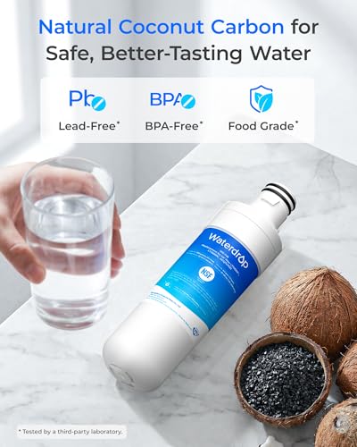 Waterdrop ADQ747935 LT1000PC Replacement for LG® LT1000P®/PC/PCS ThinQ® Refrigerator Water Filter, LFXS26973S, LMXS28626S, LMWS27626S, LFXS28596S, ADQ74793501 and LT120F® Air Filter, 3 Combo