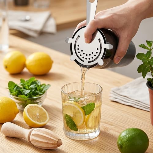 WUWEOT 9 Pack Cocktail Strainer, 4-Prong Stainless Steel Bar Strainer, 6 Inches Silver Bar Tool Drink Strainer with 100 Wire Spring for Bartenders and Mixologists