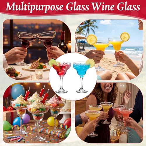 Maxdot Set of 12 12oz Margarita Glasses with Stainless Steel Cocktail Picks, Large Crystal Stemmed Cocktail Glasses Wide Rim Margarita Cups for Parties, BBQs, Frozen Drinks, Daiquiris & Pina Coladas