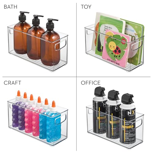 iDesign Slim Clear Plastic Stackable Storage Bin, Tall Narrow, 4-Pack