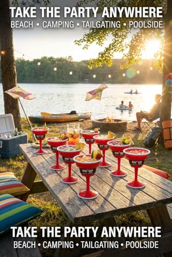 Red Cup Living Reusable Plastic Margarita Glasses with Stem 15 oz – Shatterproof Cocktail Cups, Durable Party Stemware for Pool, Patio & Outdoor,st patricks day accessories & spring break essentials