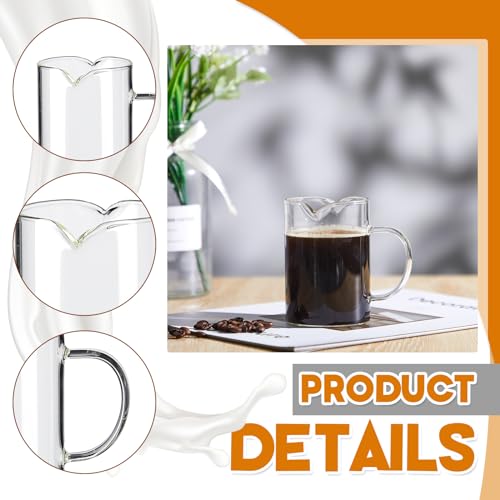 Leinuosen 2 Pcs Glass Pitcher Elegant Shaped Glass Tea Pitcher Coffee Milk Creamer Pitchers Creative Milk Frothing Pitchers Frother Cup Creamer Jug (250 ml,Simple Style)