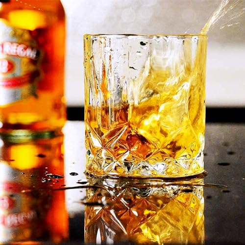 GLASKEY Whiskey Glasses Set of 4,Rock Glasses,11 oz Lead-Free Crystal Bourbon Glass,Old Fashioned Glass for Bourbon,Cognac,Irish Whisky,Personalised Whisky Glass Gift Set for Men,Dad,Brother
