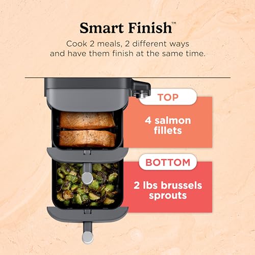 Ninja DoubleStack XL 2-Basket Air Fryer, Smart Cook System, DoubleStack Technology Cooks 4 Foods at Once, 10 QT, 6-in-1, Air Fry, Broil, Bake, Easy Meals, Easy Clean,Grey, SL401 (Renewed)